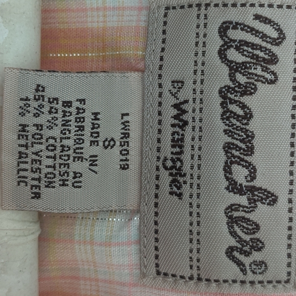 Wrangler Western Shirt Size Small Pearl Snap Short sleeve Pink Peach - Picture 9 of 10